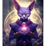 Mystic Purple Feline Guardian metal wall art print