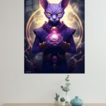 Mystic Purple Feline Guardian metal wall art print, view 4