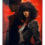 Red Noir Heroine Portrait metal wall art print