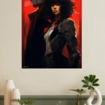 Red Noir Heroine Portrait metal wall art print, view 4