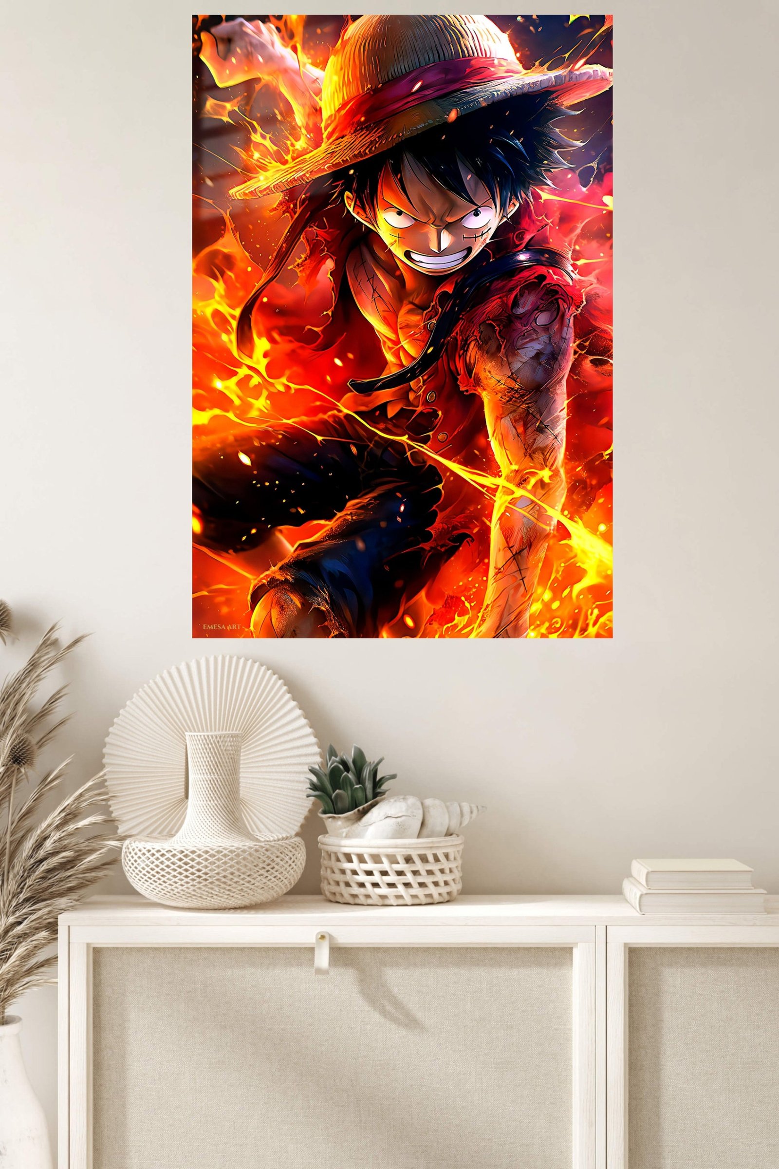 Fiery Straw Hat Adventurer metal wall art print, view 4