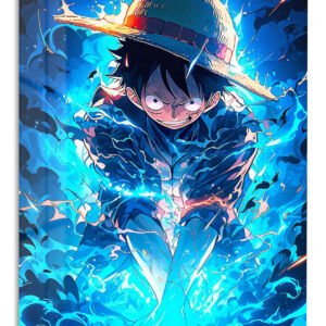 Blue Energy Straw Hat Hero metal wall art print