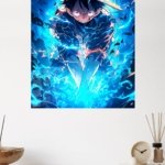 Blue Energy Straw Hat Hero metal wall art print, view 4