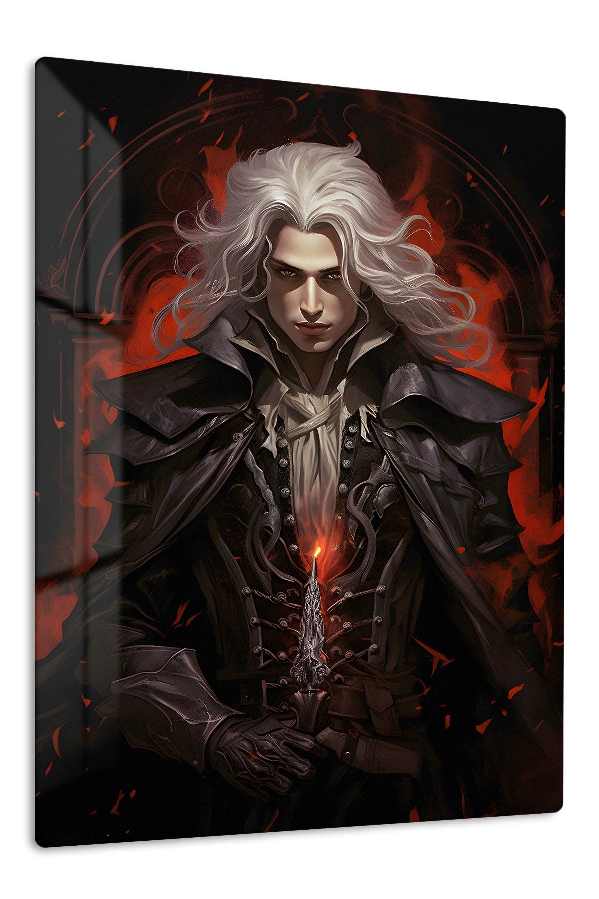 Crimson Gothic Swordsman metal wall art print