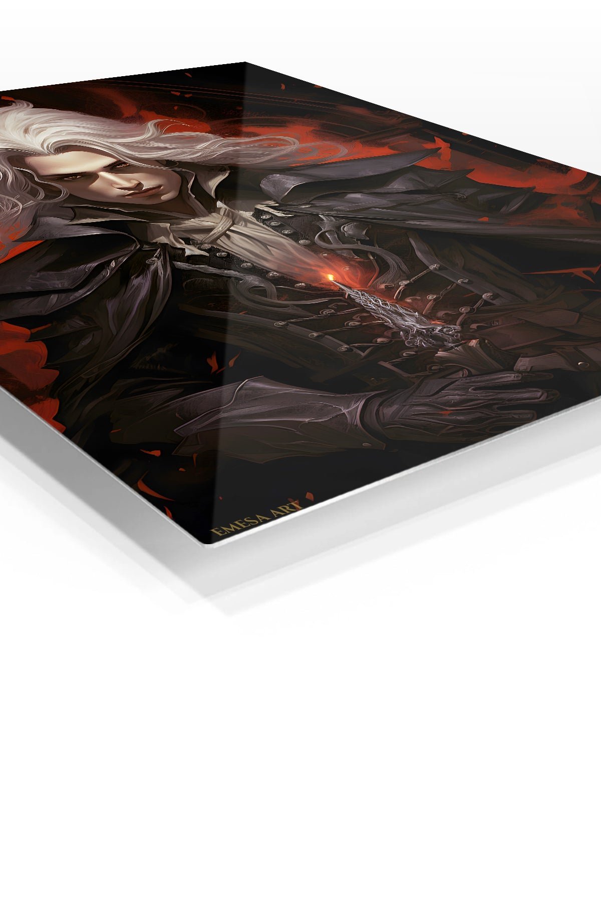 Crimson Gothic Swordsman metal wall art print, view 2