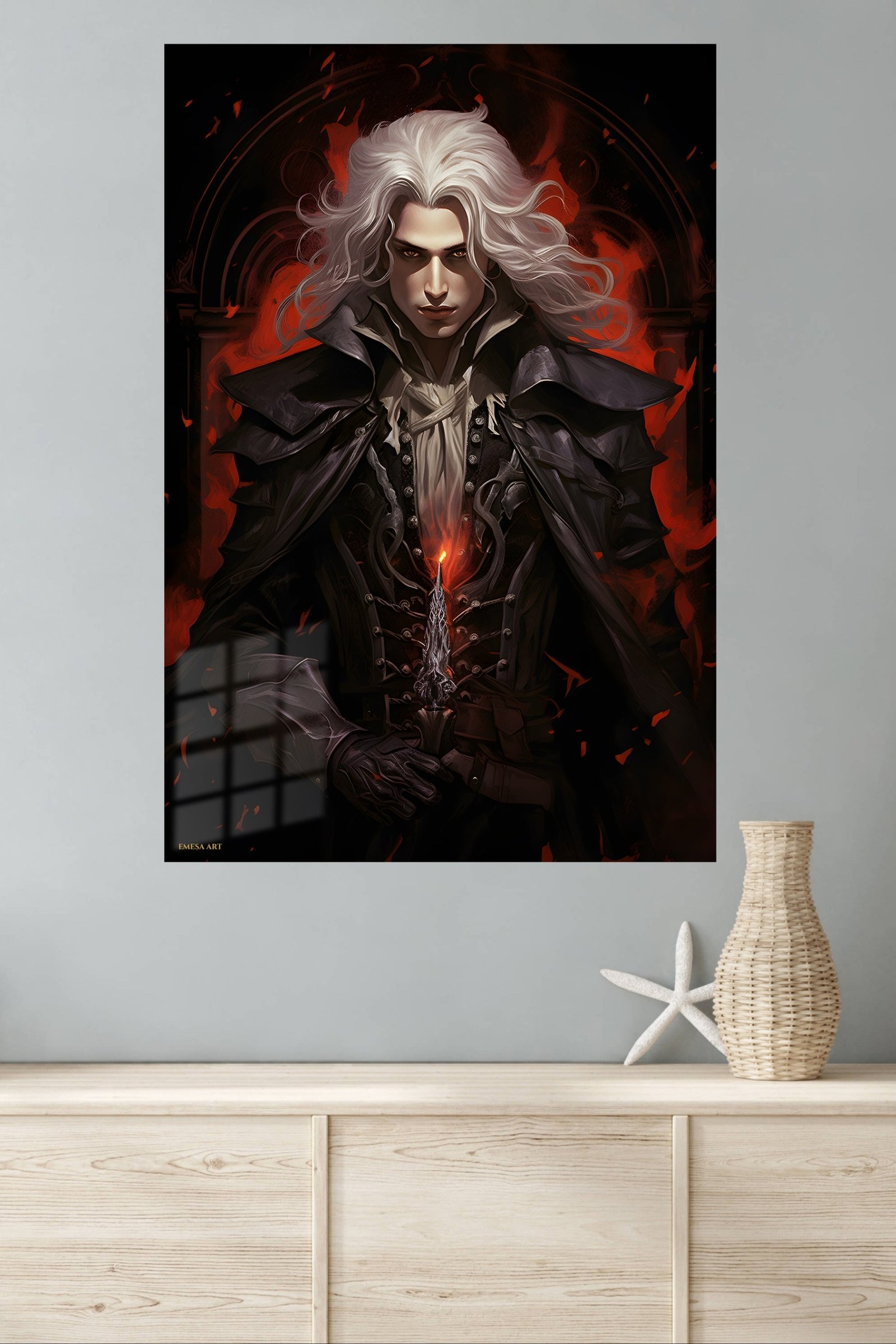 Crimson Gothic Swordsman metal wall art print, view 4
