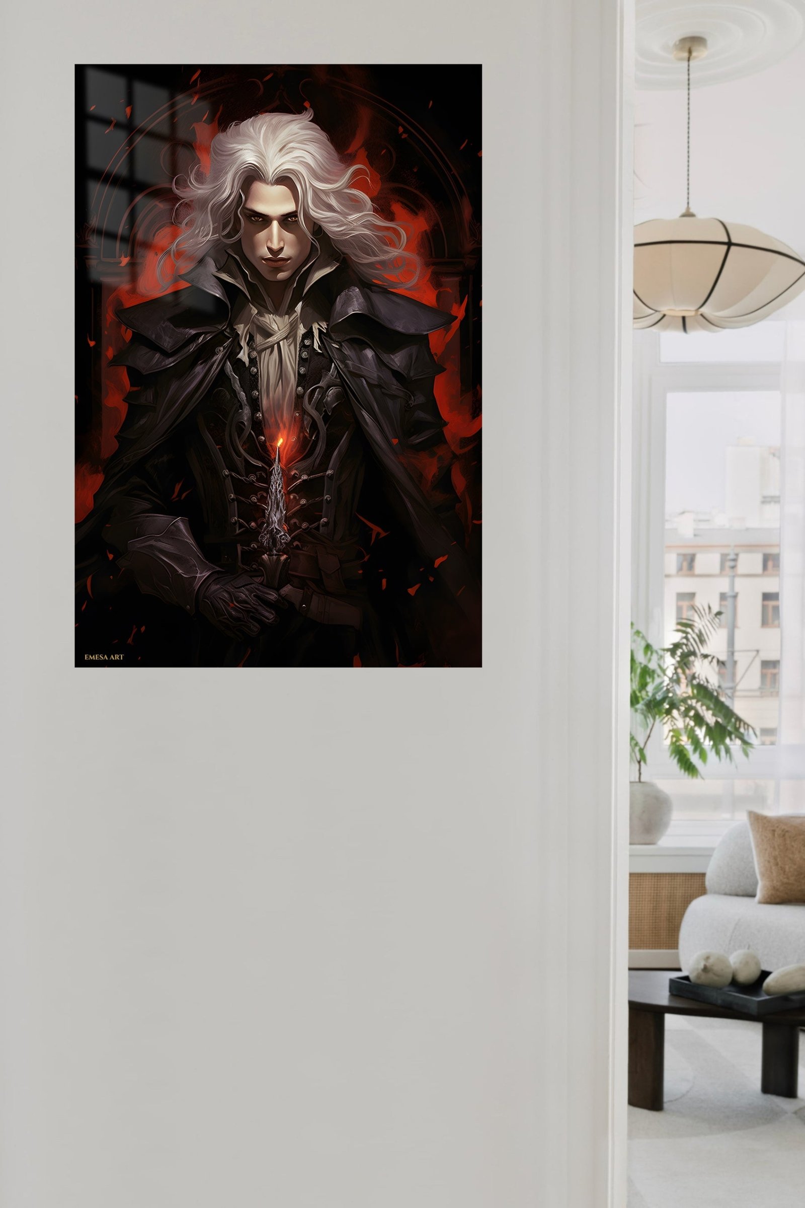 Crimson Gothic Swordsman metal wall art print, view 5