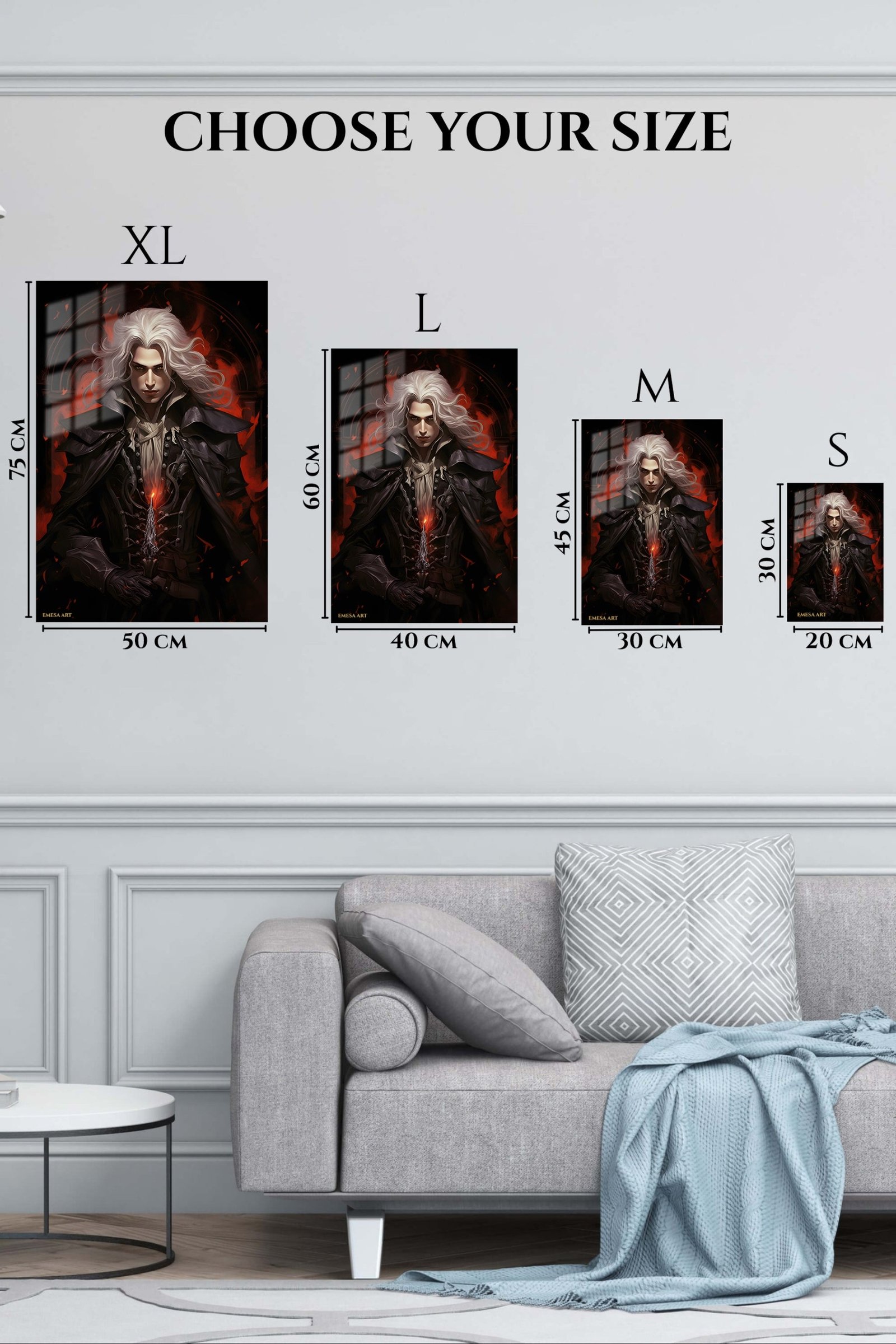 Crimson Gothic Swordsman metal wall art print, view 6