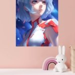 Blue-Haired Celestial Girl metal wall art print, view 4