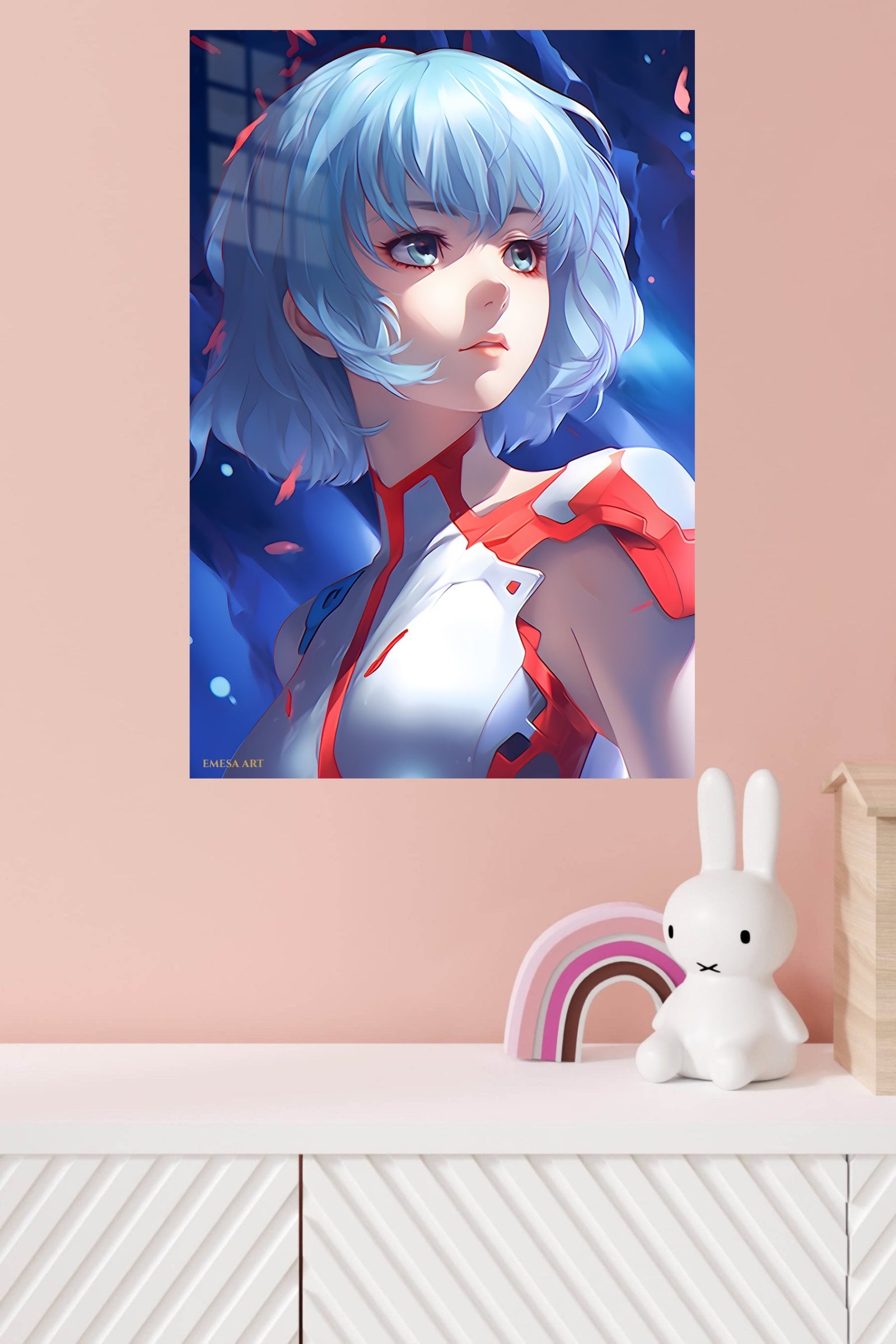 Blue-Haired Celestial Girl metal wall art print, view 4