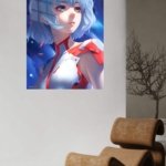 Blue-Haired Celestial Girl metal wall art print, view 5