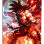Dragon Flame Warrior metal wall art print