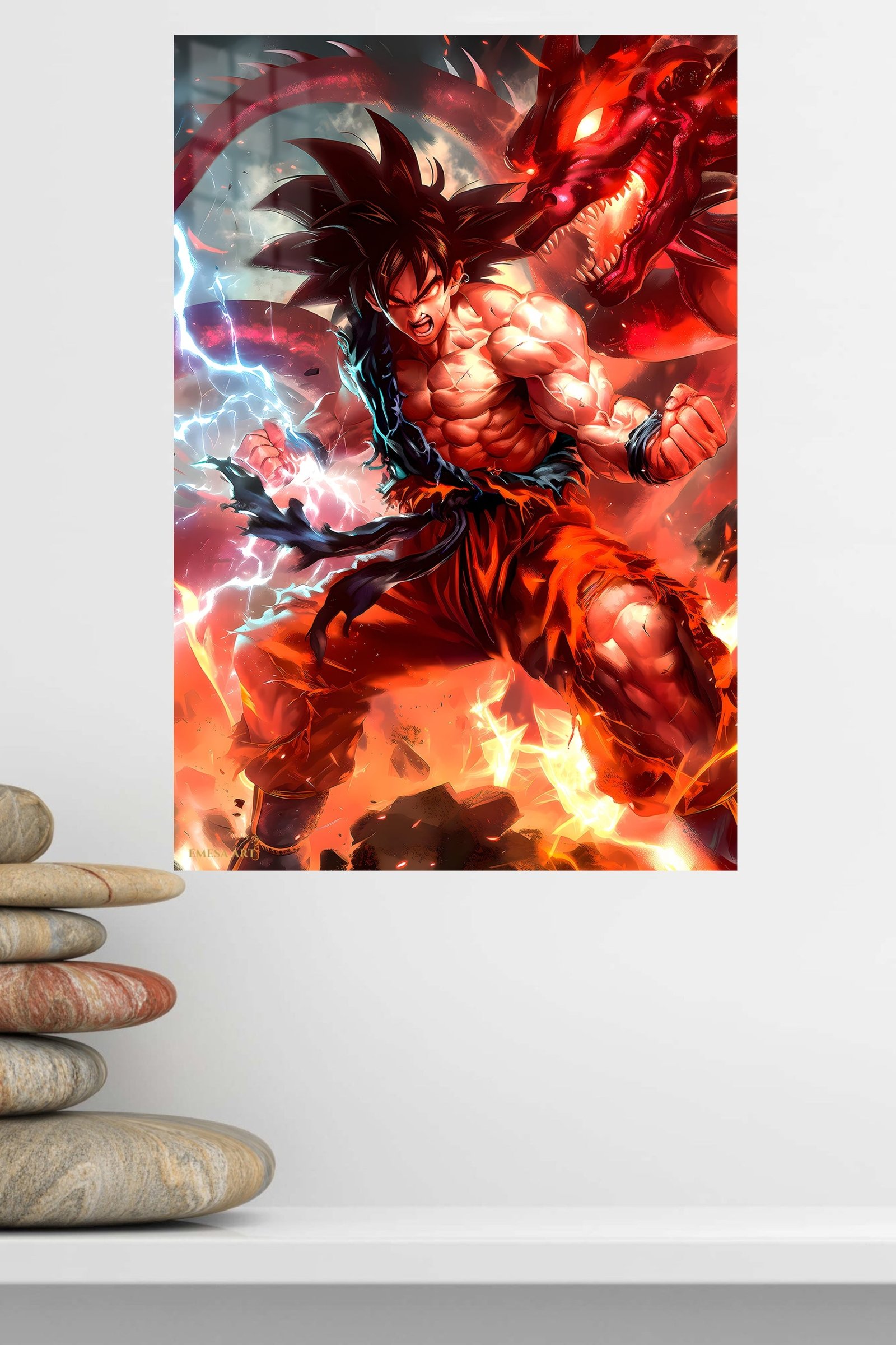 Dragon Flame Warrior metal wall art print, view 4