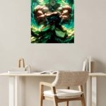 Emerald Aura Warrior metal wall art print, view 5
