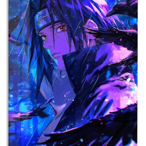 Neon Raven-Eyed Warrior metal wall art print