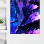 Neon Raven-Eyed Warrior metal wall art print, view 4