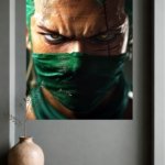 Emerald Masked Swordsman Portrait metal wall art print, view 4