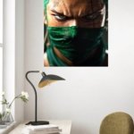 Emerald Masked Swordsman Portrait metal wall art print, view 5