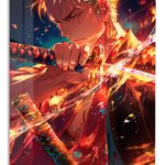 Ember Blade Warrior metal wall art print