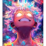 Cosmic Awakening Portrait metal wall art print