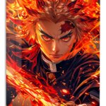 Blazing Sword Warrior metal wall art print