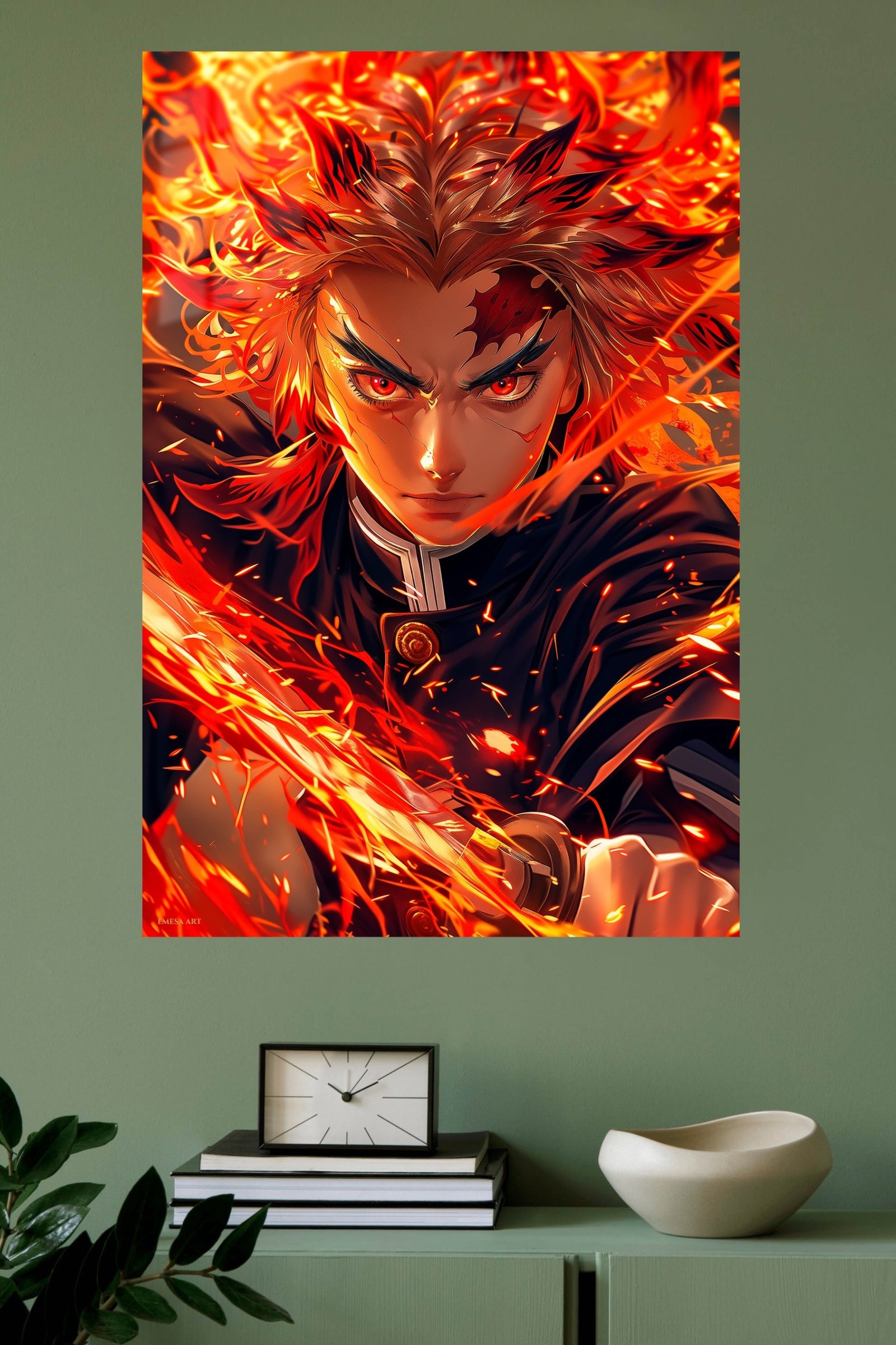 Blazing Sword Warrior metal wall art print, view 4