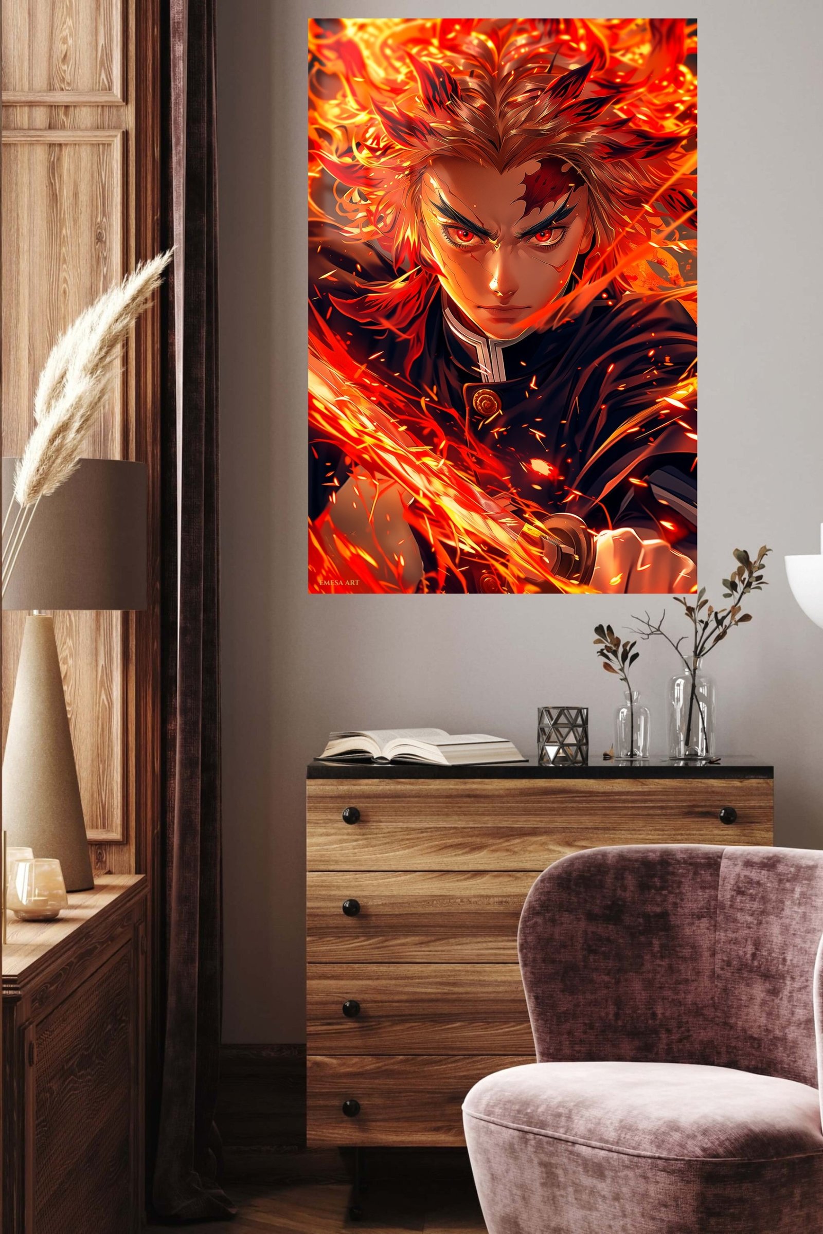 Blazing Sword Warrior metal wall art print, view 5