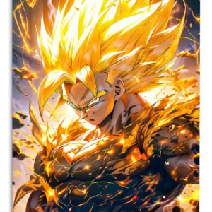 Golden Energy Warrior metal wall art print