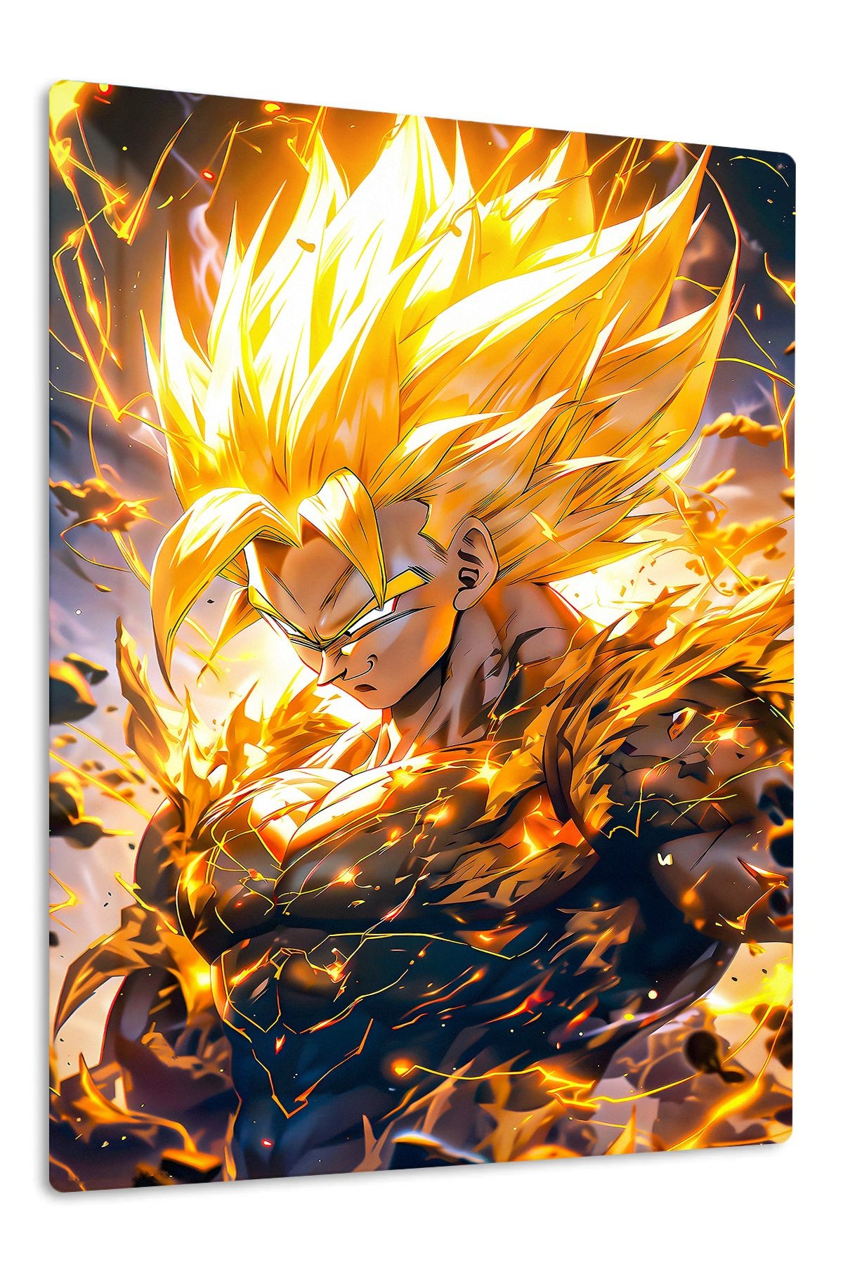 Golden Energy Warrior metal wall art print