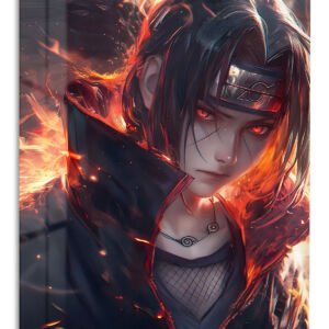 Ember-Eyed Shadow Warrior metal wall art print