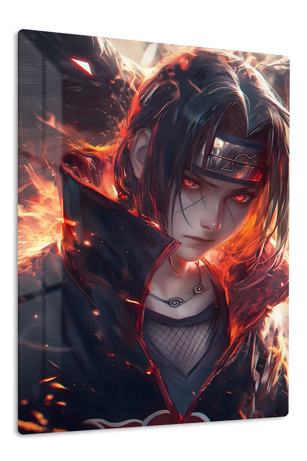 Ember-Eyed Shadow Warrior metal wall art print