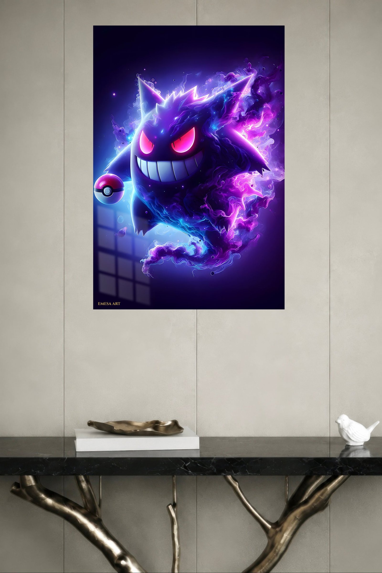 Neon Phantom Grin metal wall art print, view 4