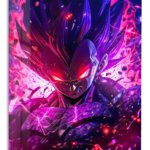 Neon Shadow Warrior metal wall art print