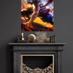 Wild Boar Mask Warrior metal wall art print, view 4
