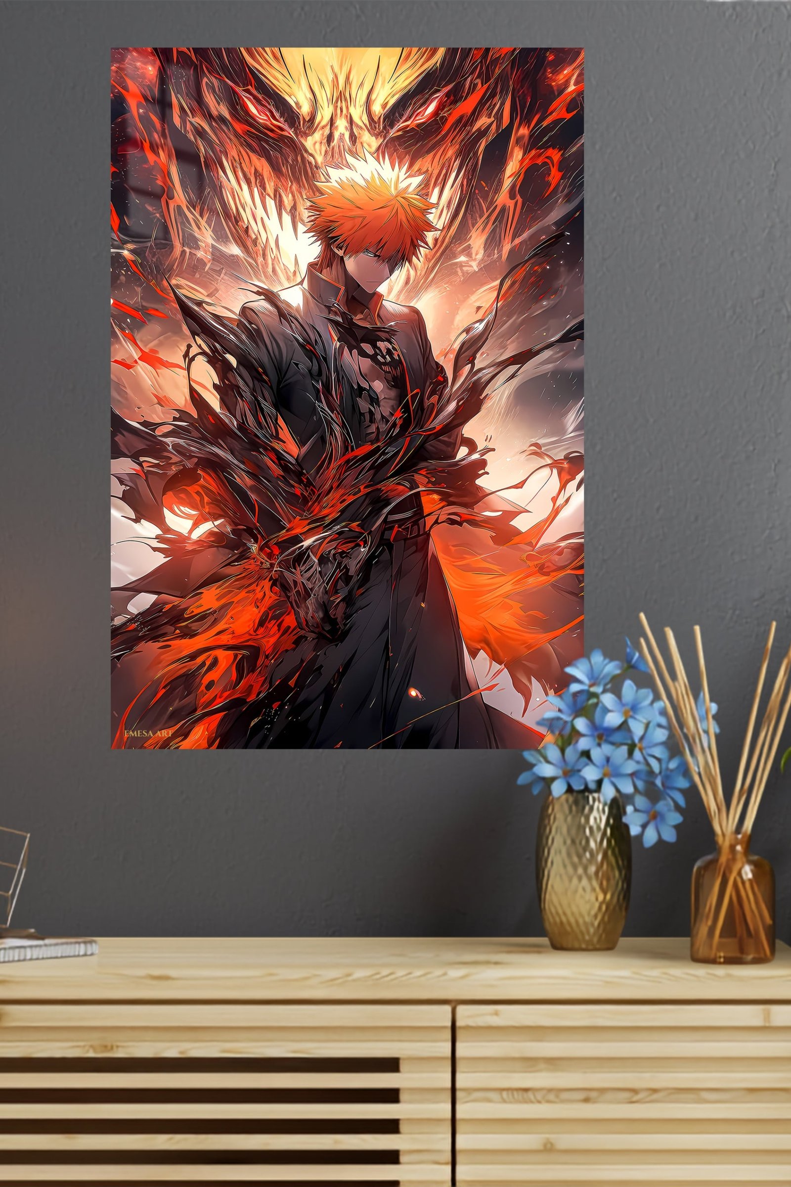 Blazing Shadow Warrior metal wall art print, view 4