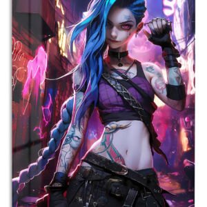 Neon Blue Braid Rebel metal wall art print