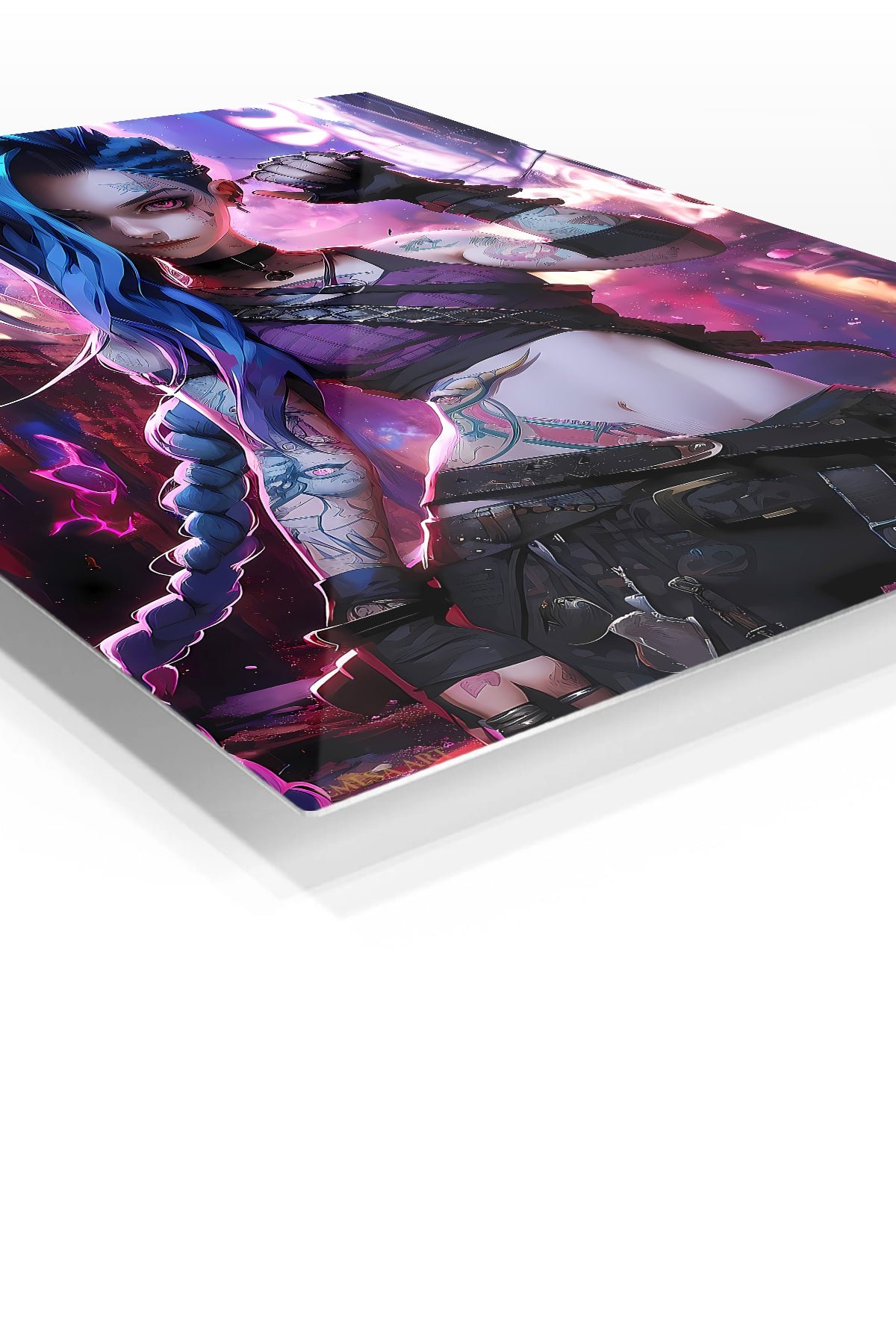 Neon Blue Braid Rebel metal wall art print, view 2