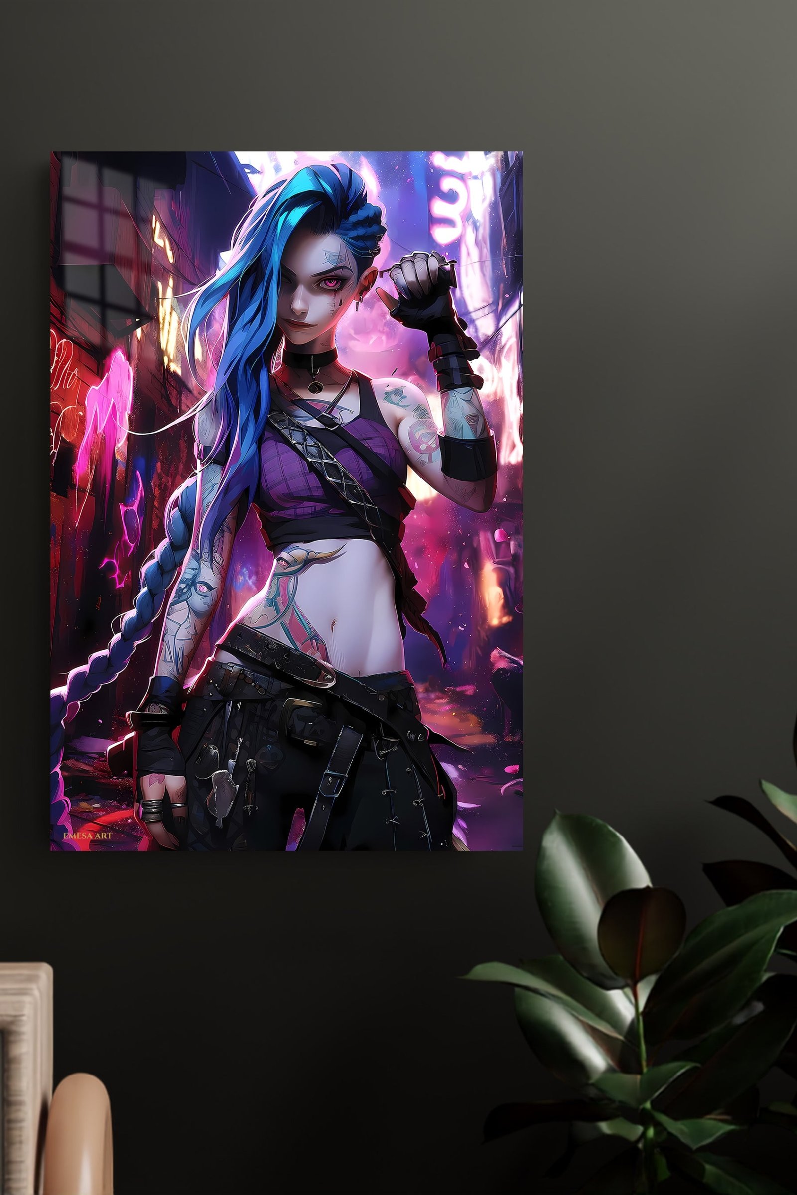 Neon Blue Braid Rebel metal wall art print, view 4