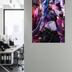 Neon Blue Braid Rebel metal wall art print, view 5