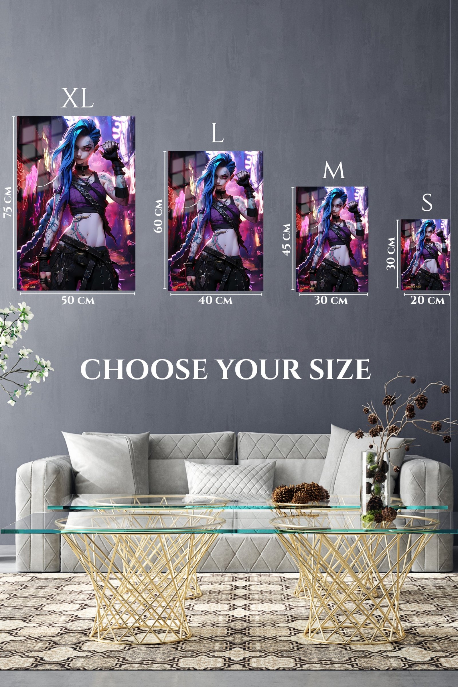 Neon Blue Braid Rebel metal wall art print, view 6