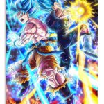 Blue-Haired Warriors Energy Clash metal wall art print