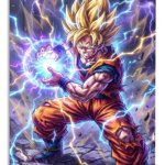 Lightning Sphere Warrior metal wall art print