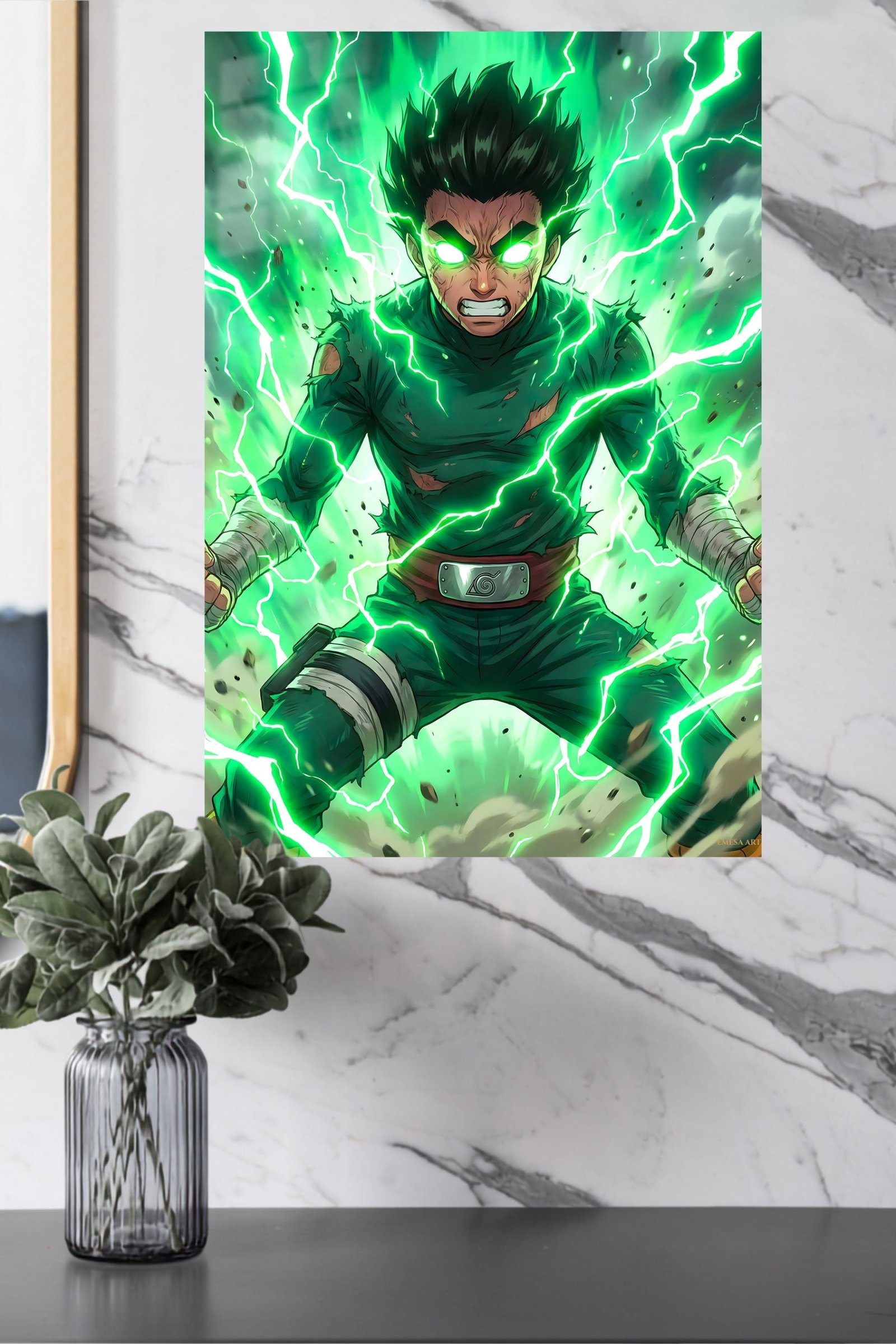 Emerald Lightning Warrior metal wall art print, view 4