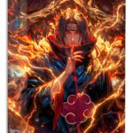 Flamebound Shadow Warrior metal wall art print
