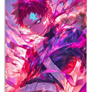 Crimson Aura Warrior metal wall art print
