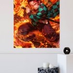 Flame Serpent Sword Warrior metal wall art print, view 4