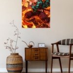 Flame Serpent Sword Warrior metal wall art print, view 5