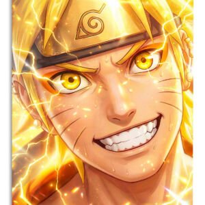 Golden Lightning Ninja Portrait metal wall art print