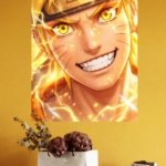 Golden Lightning Ninja Portrait metal wall art print, view 4