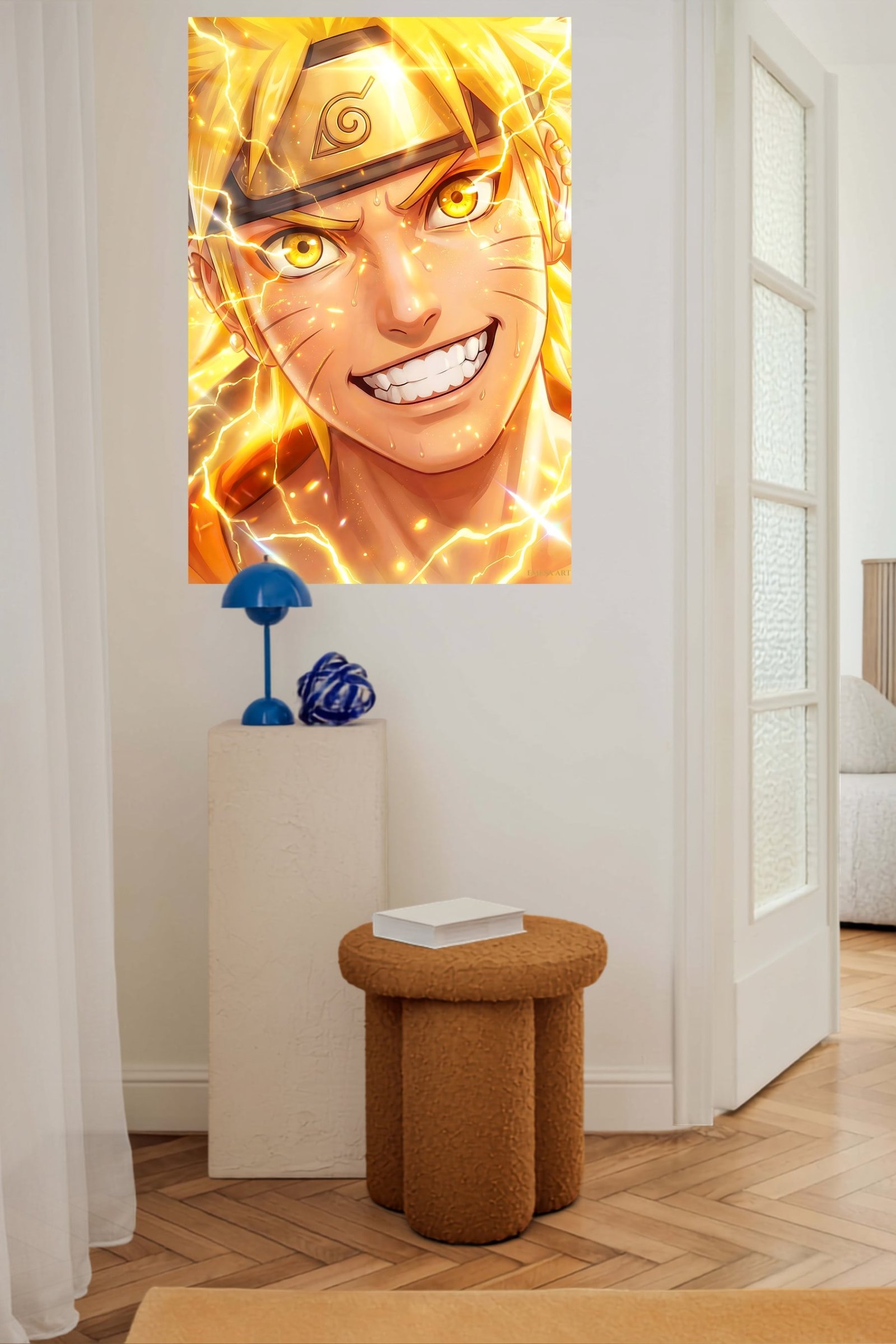 Golden Lightning Ninja Portrait metal wall art print, view 5